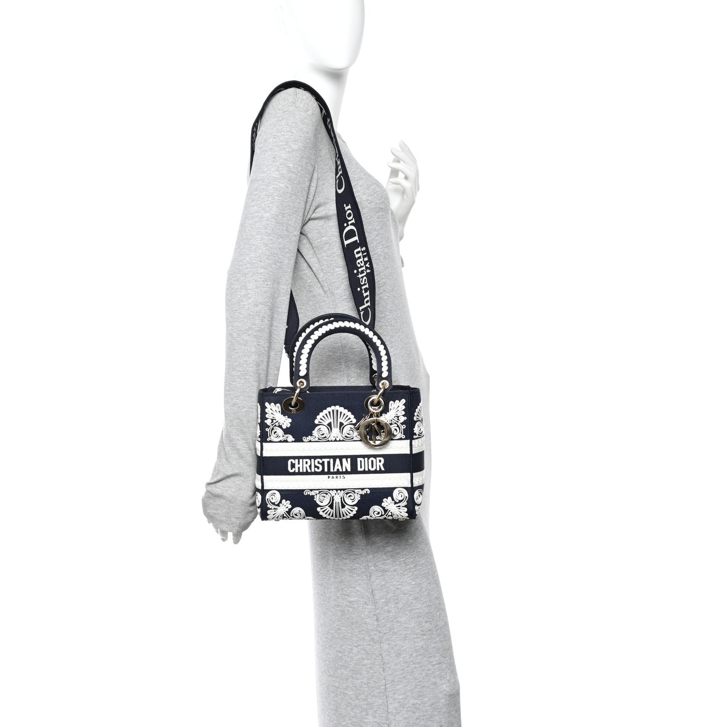 Embroidered Cornely Medium Lady D-Lite Blue White