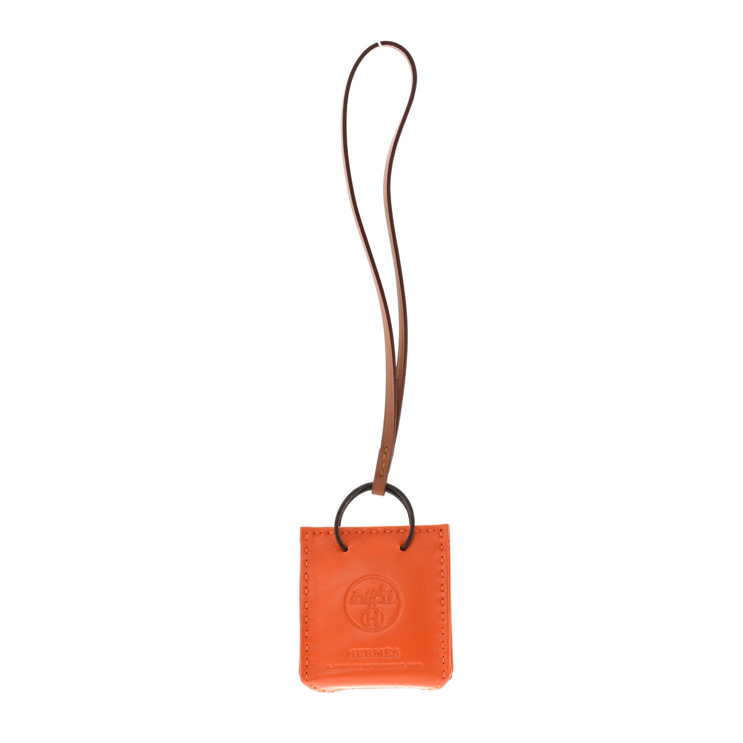 Hermes Milo Lambskin Swift Shopping Bag Charm Feu Gold 1 of 5