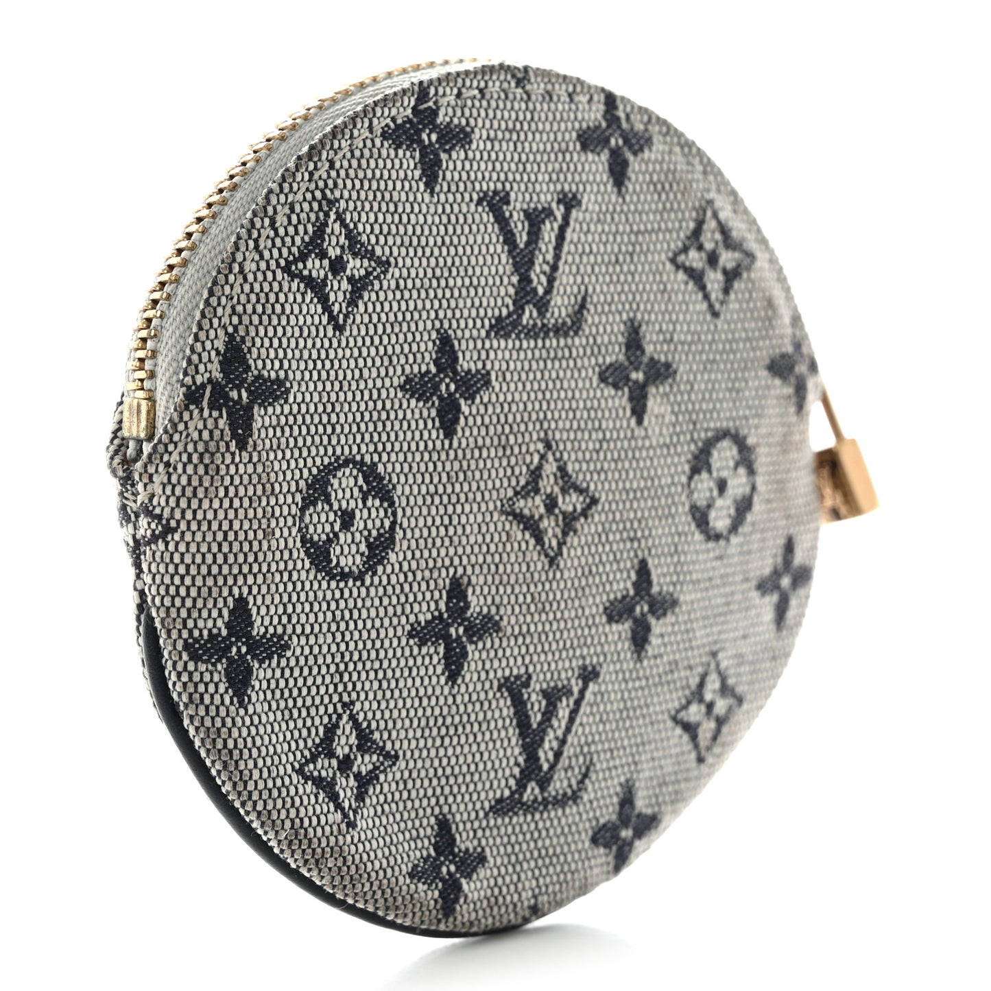Mini Lin Croisette Round Coin Purse Blue
