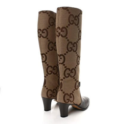 Gucci Monogram Jumbo GG Calfskin Interlocking G Anna Boots 38 Camel Ebony 4 of 8