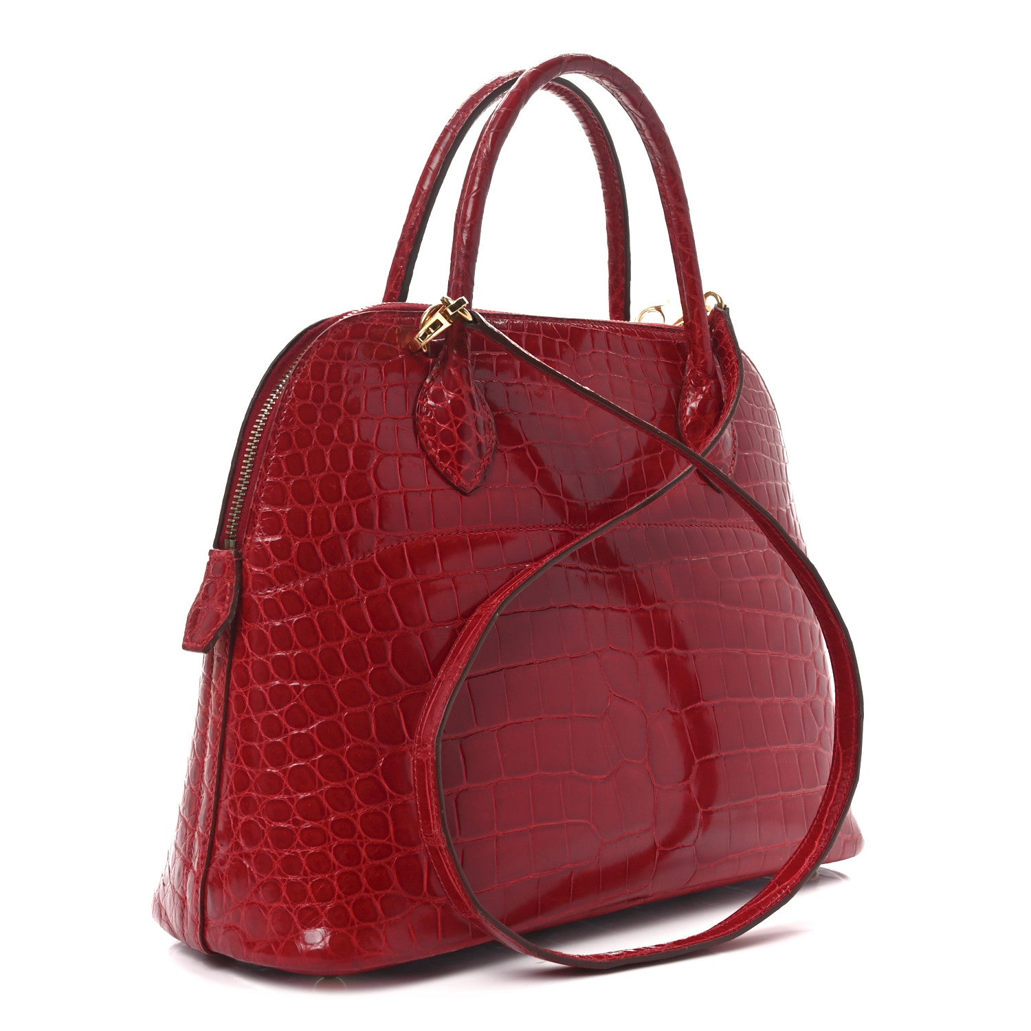 Hermes Shiny Porosus Crocodile Bolide 31 Rouge Vif 3 of 10