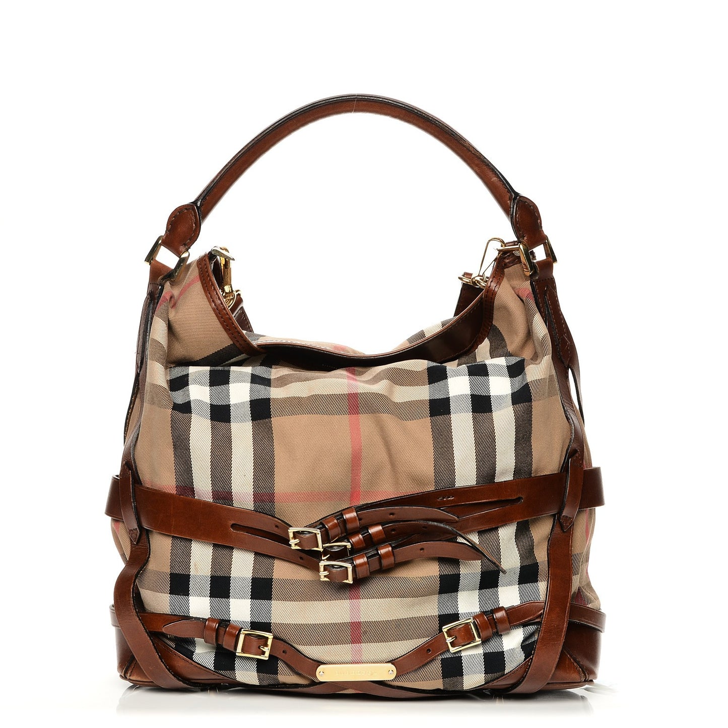 House Check Bridle Calfskin Medium Gosford Hobo Dark Tan