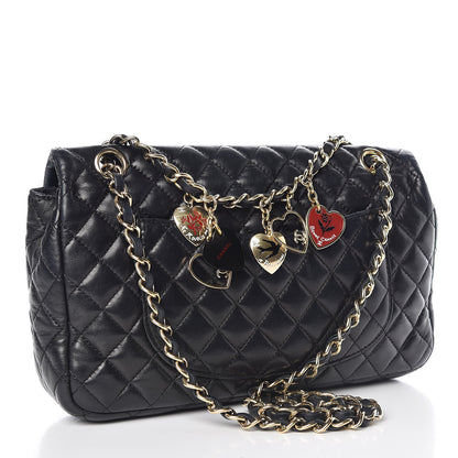 Chanel Lambskin Quilted Valentine Charms Medium Single Flap Black 3 of 9