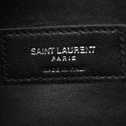 Saint Laurent Calfskin Crocodile Embossed Medium West Hollywood Monogram Fold-Over Black 7 of 12
