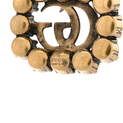 Gucci Crystal Embellished Double G Necklace Aged Gold 5 of 5