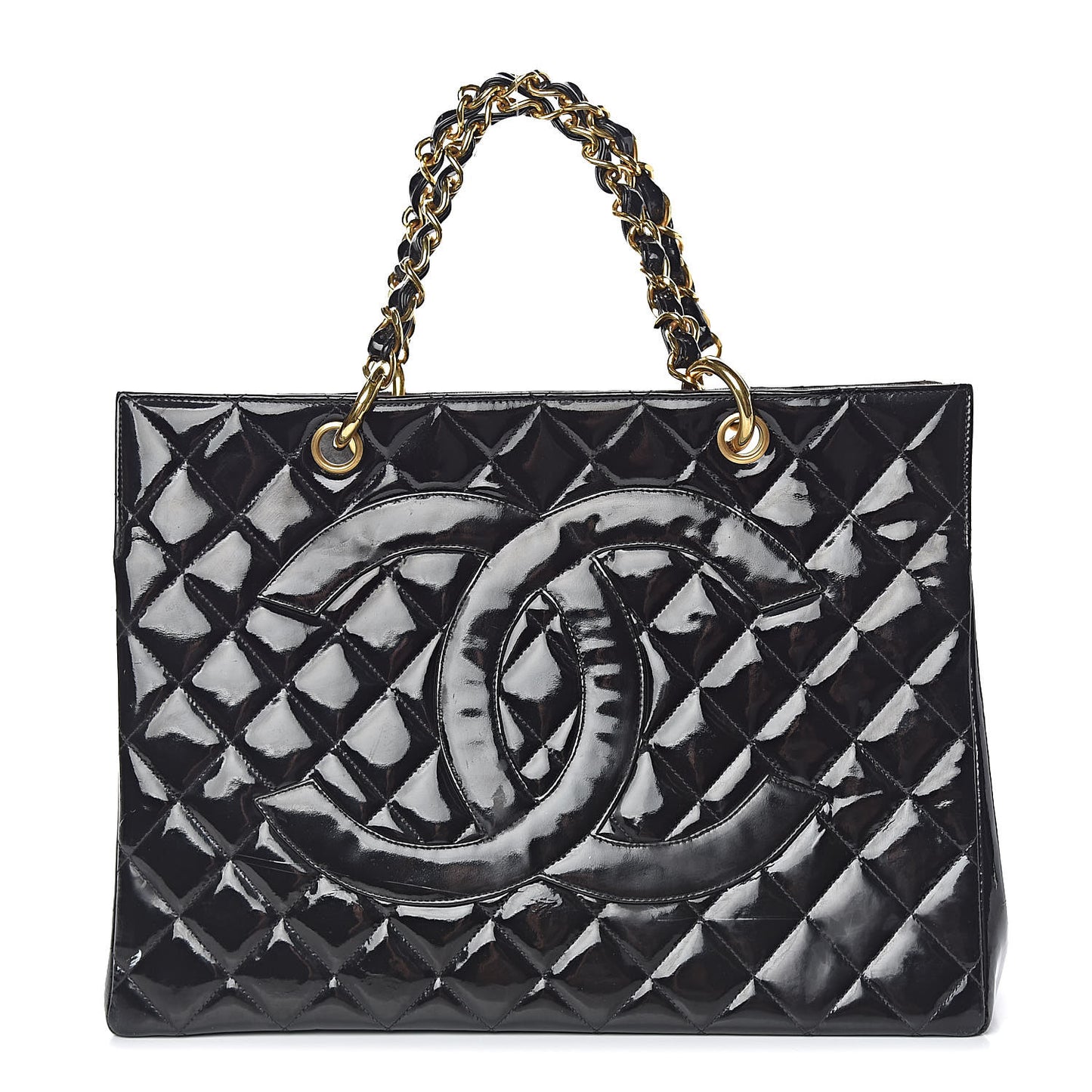 Patent Quilted Grand Shopping Tote GST Black