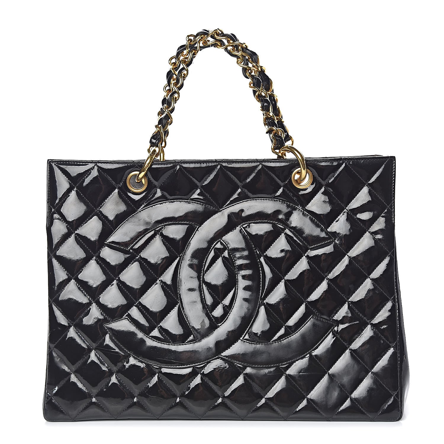 Chanel Patent Quilted Grand Shopping Tote GST Black 1 of 25