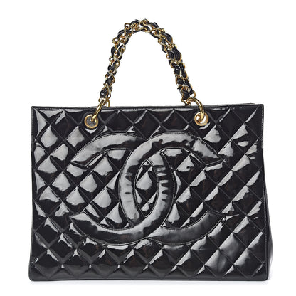 Chanel Patent Quilted Grand Shopping Tote GST Black 1 of 25