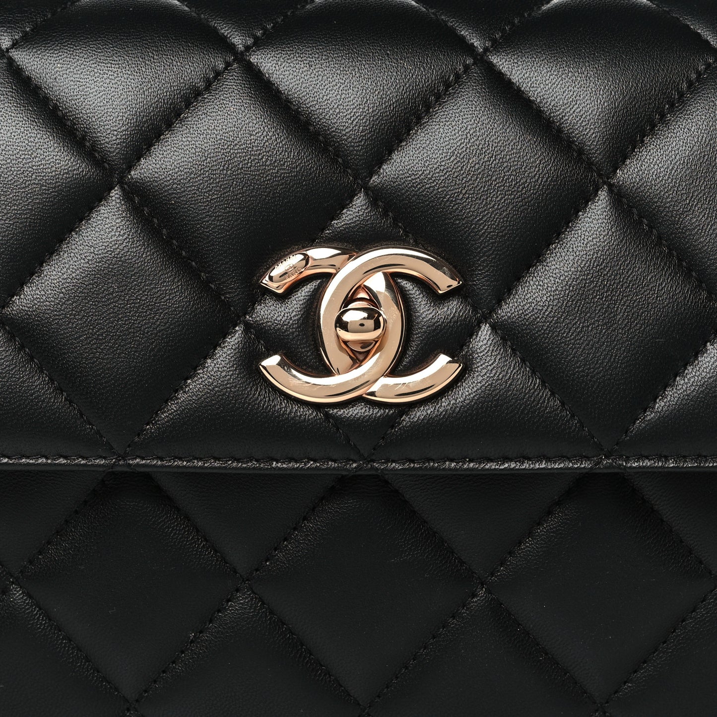 Lambskin Quilted Small Trendy CC Dual Handle Flap Bag Black