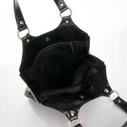 Saint Laurent Patent Crocodile Embossed Tribute Tote Black 5 of 8