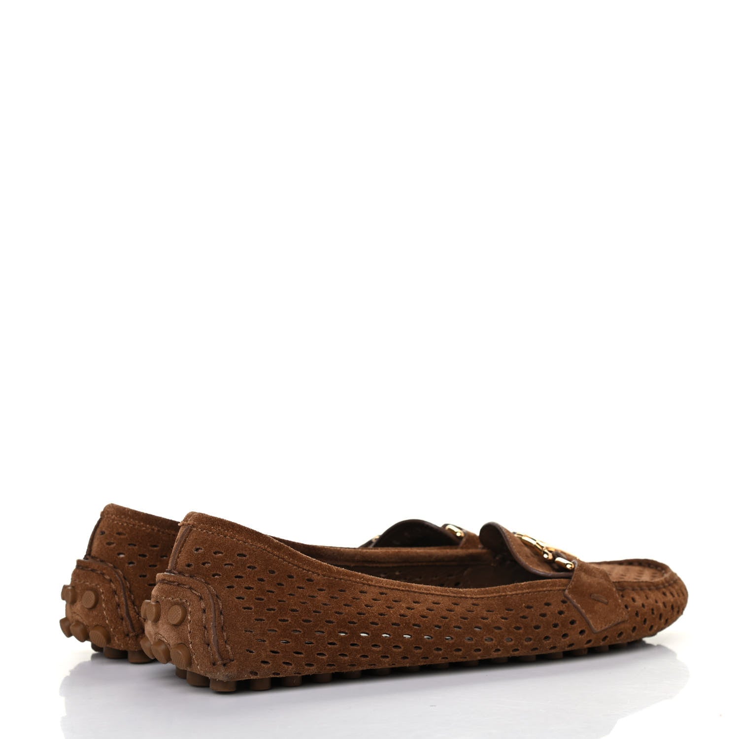 Louis Vuitton Suede Perforated Moccasin Loafers 37 Brown 3 of 4