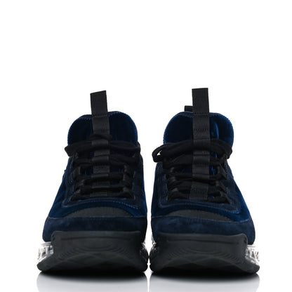 Chanel Suede Calfskin Velvet Grosgrain CC Sneakers 38 Navy Blue Black 2 of 8