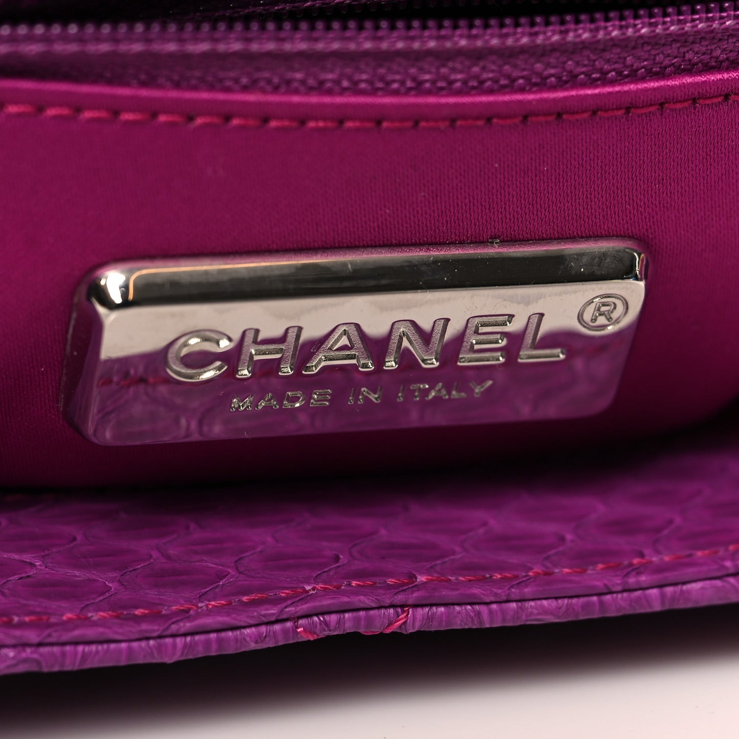 Elaphe Snakeskin Quilted Jumbo Easy Carry Flap Purple