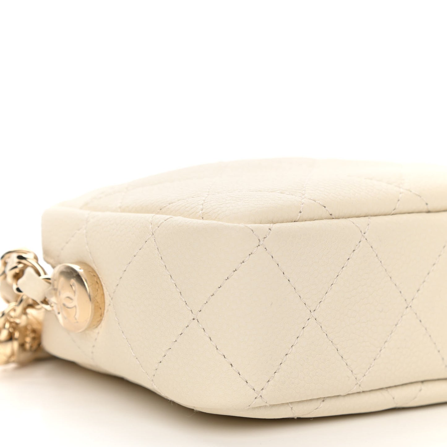 Caviar Quilted Mini Coco Tassel Camera Case White