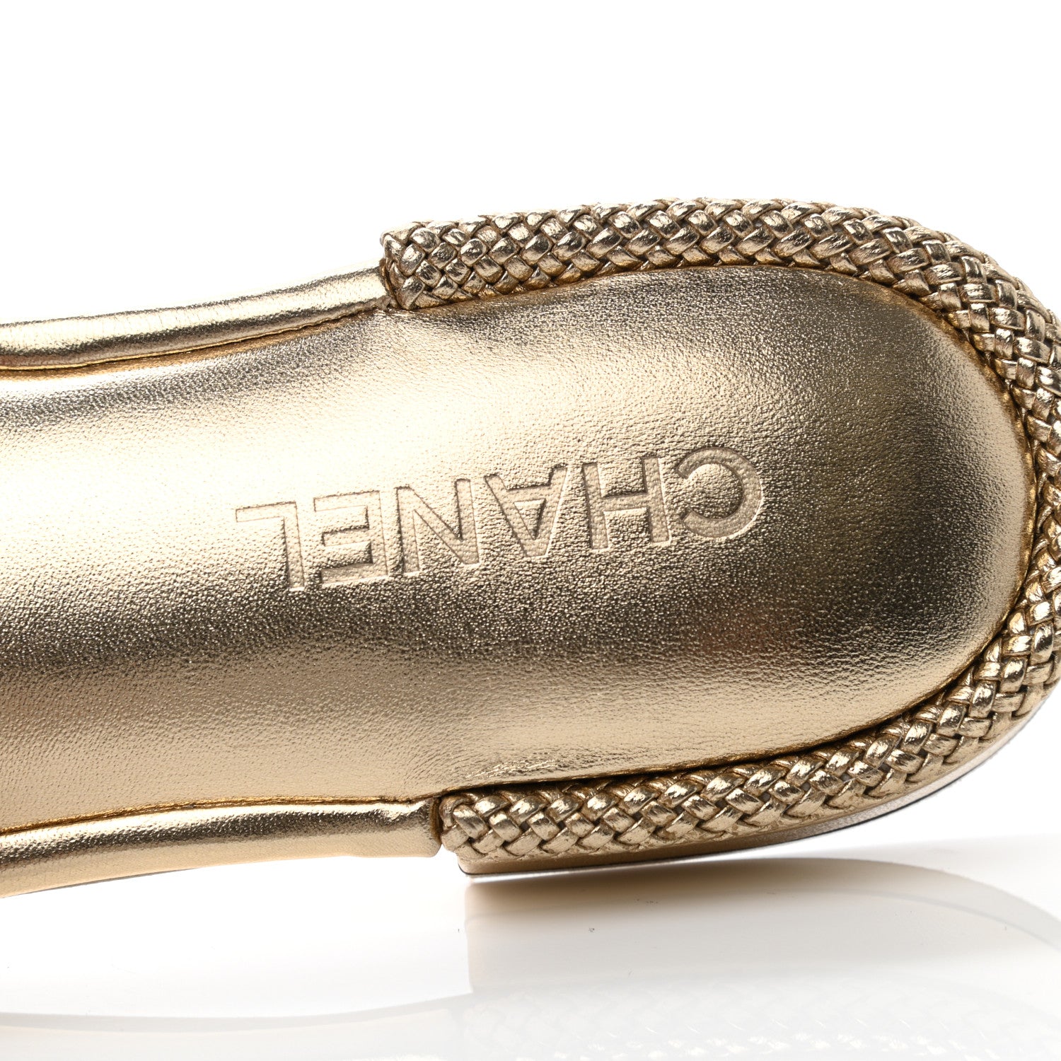 Chanel Metallic Lambskin CC Braided Mules 39 Gold 7 of 8