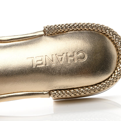 Chanel Metallic Lambskin CC Braided Mules 39 Gold 7 of 8