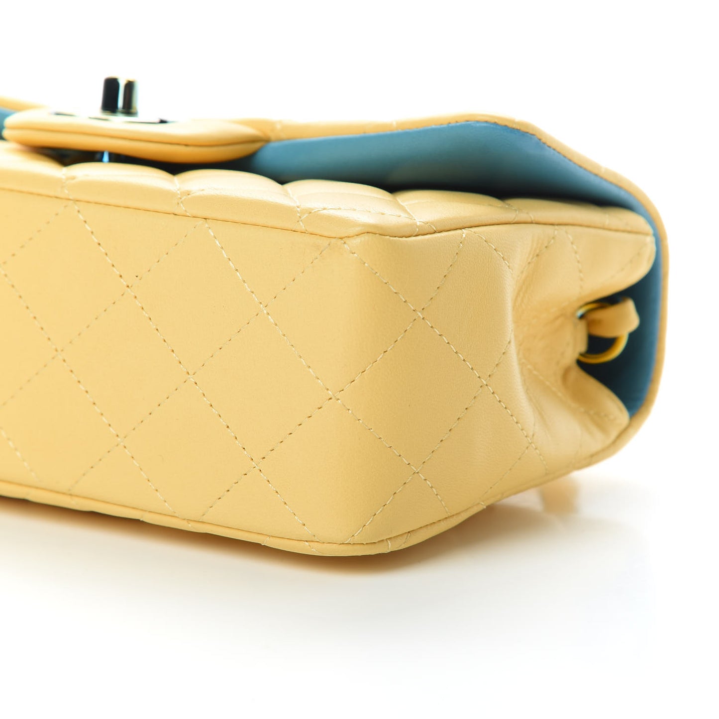 Lambskin Quilted Mini Rectangular Flap Yellow Blue