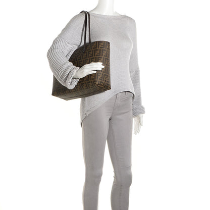 Fendi Zucca Spalmati Small Roll Tote Tobacco Blue 2 of 8