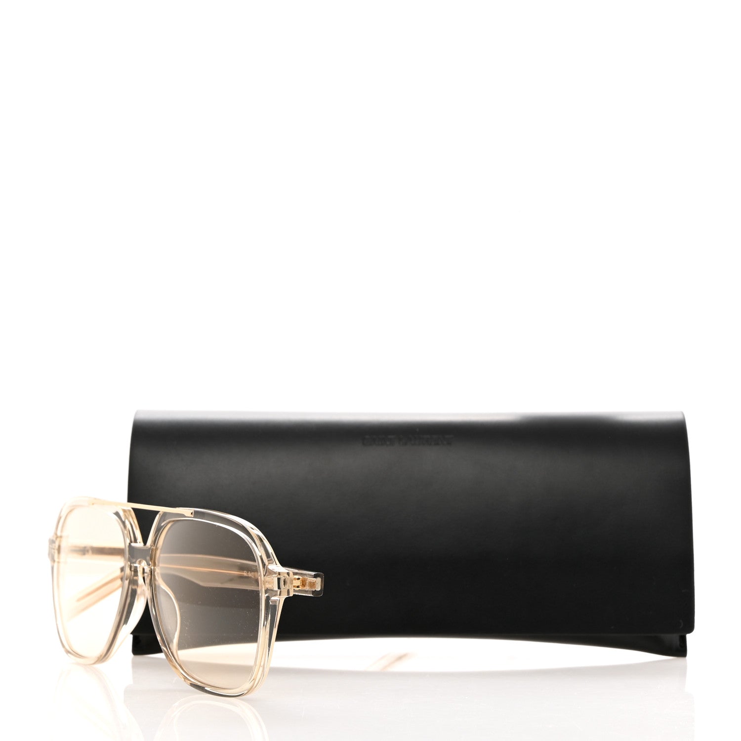 Saint Laurent Acetate Geometric Aviator Sunglasses SL 545 Transparent Cream Light Gold 7 of 7
