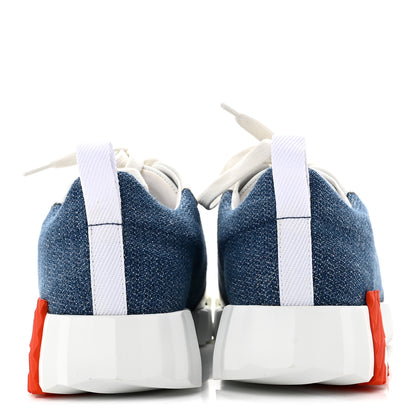 Hermes Denim Suede Goatskin Bouncing Sneakers 37 Bleu Clair White 6 of 9