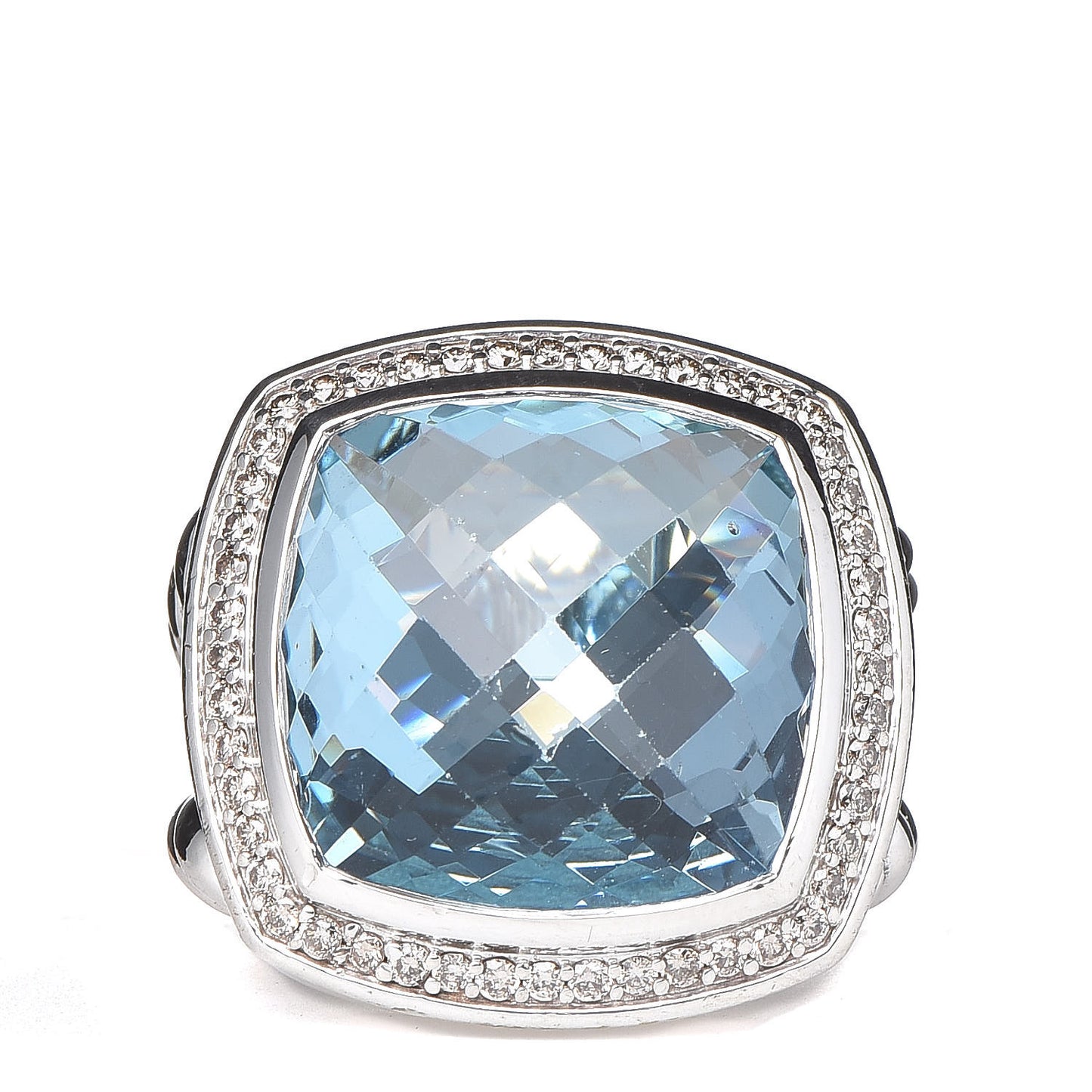 Sterling Silver Diamond Blue Topaz 17mm Albion Ring 52 6