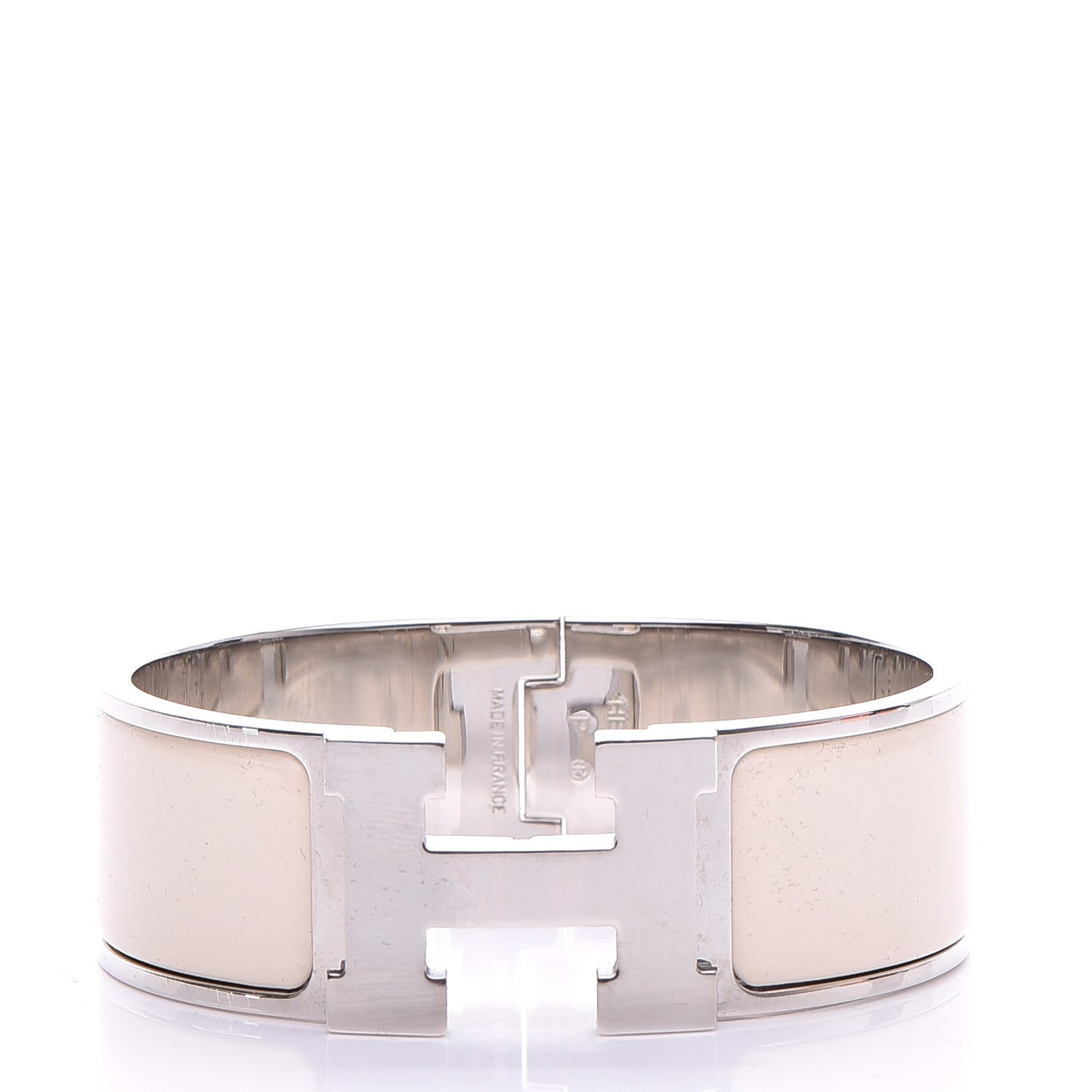 Enamel Wide Clic Clac H Bracelet PM Blanc Percale