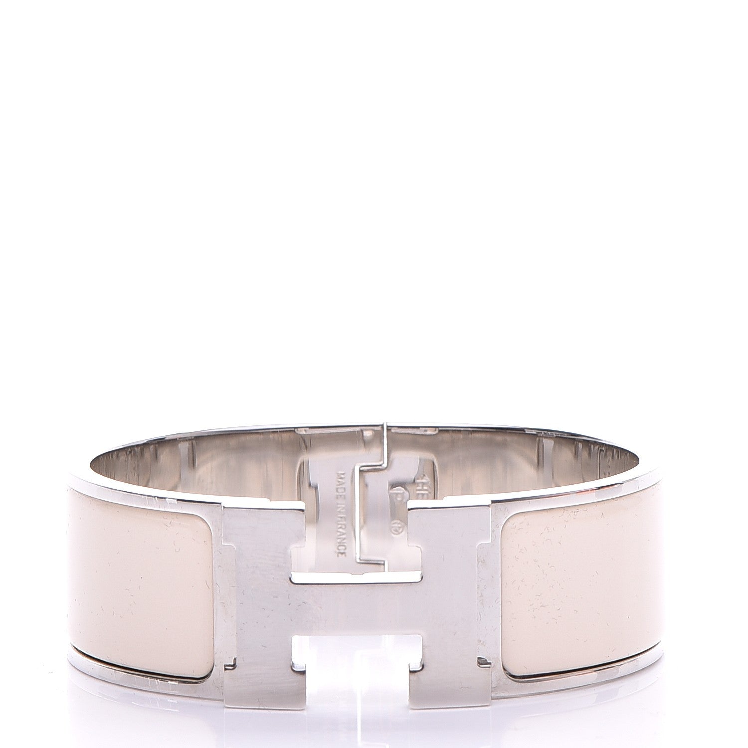 Hermes Enamel Wide Clic Clac H Bracelet PM Blanc Percale 1 of 5