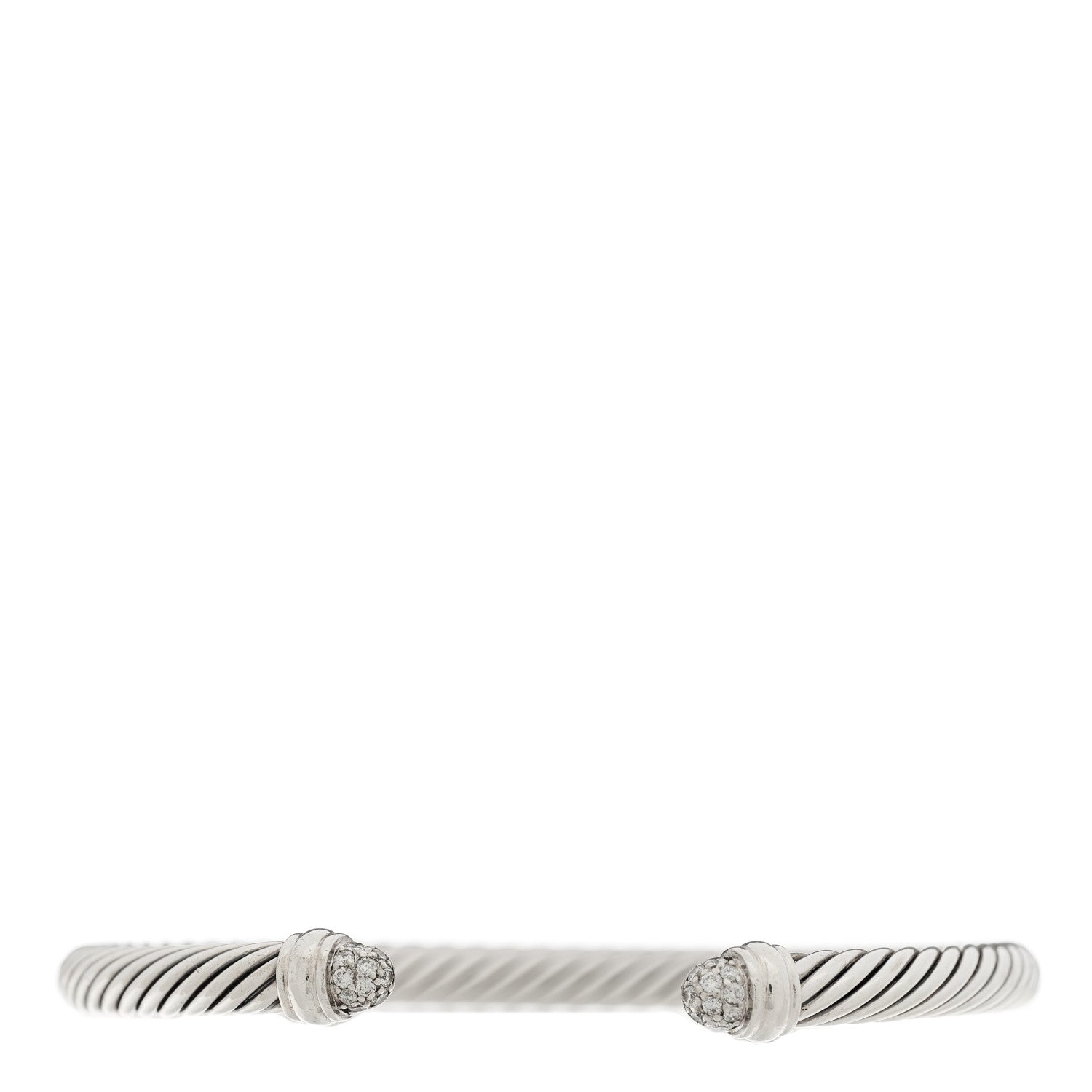 David Yurman Sterling Silver Pave Diamond 5mm Cable Classics Bracelet 1 of 3