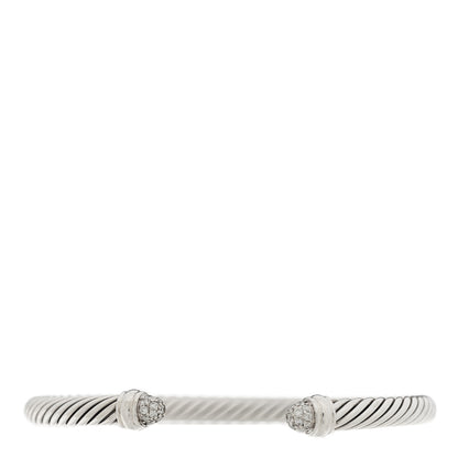 David Yurman Sterling Silver Pave Diamond 5mm Cable Classics Bracelet 1 of 3