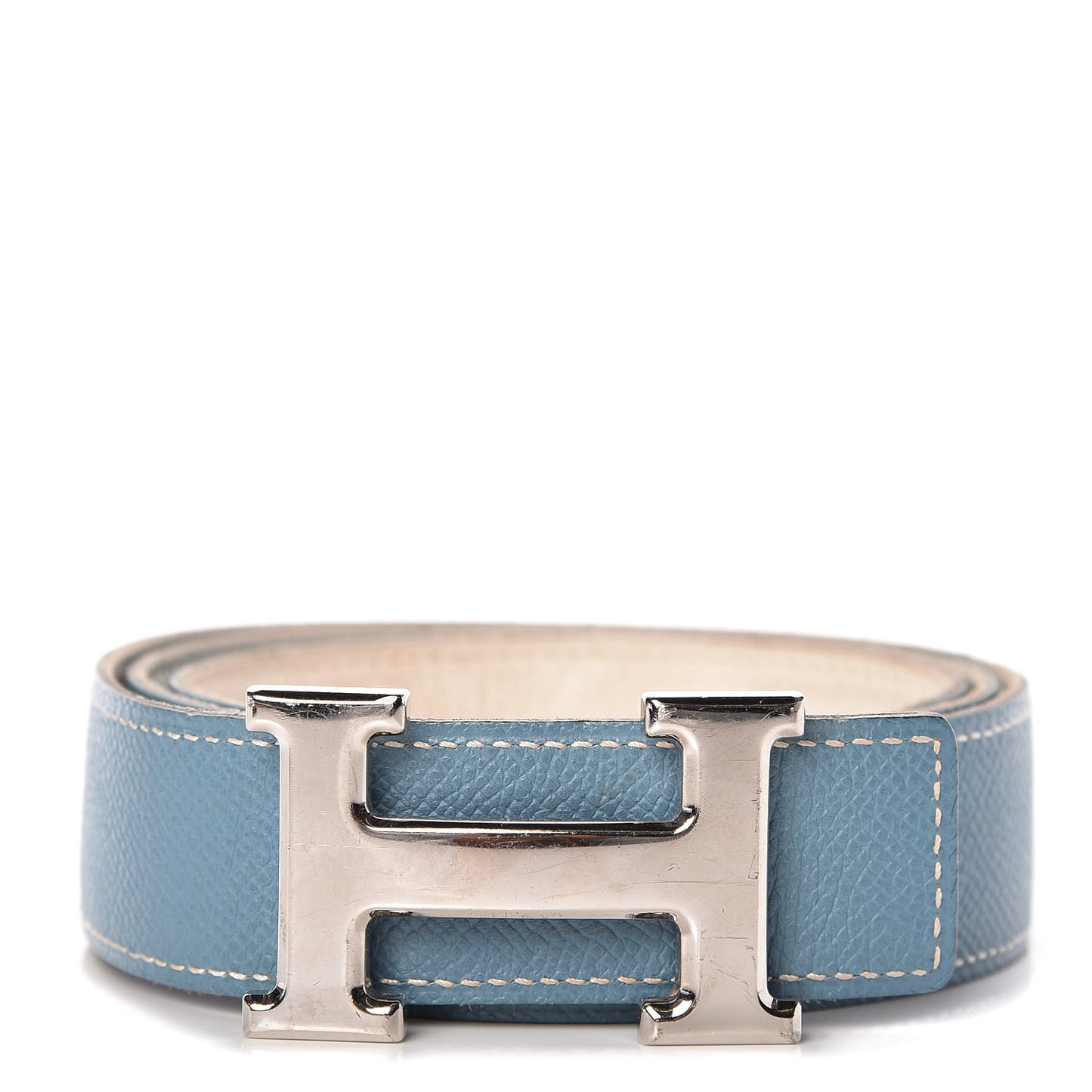 Swift Epsom 32mm H Belt 85 White Blue Jean
