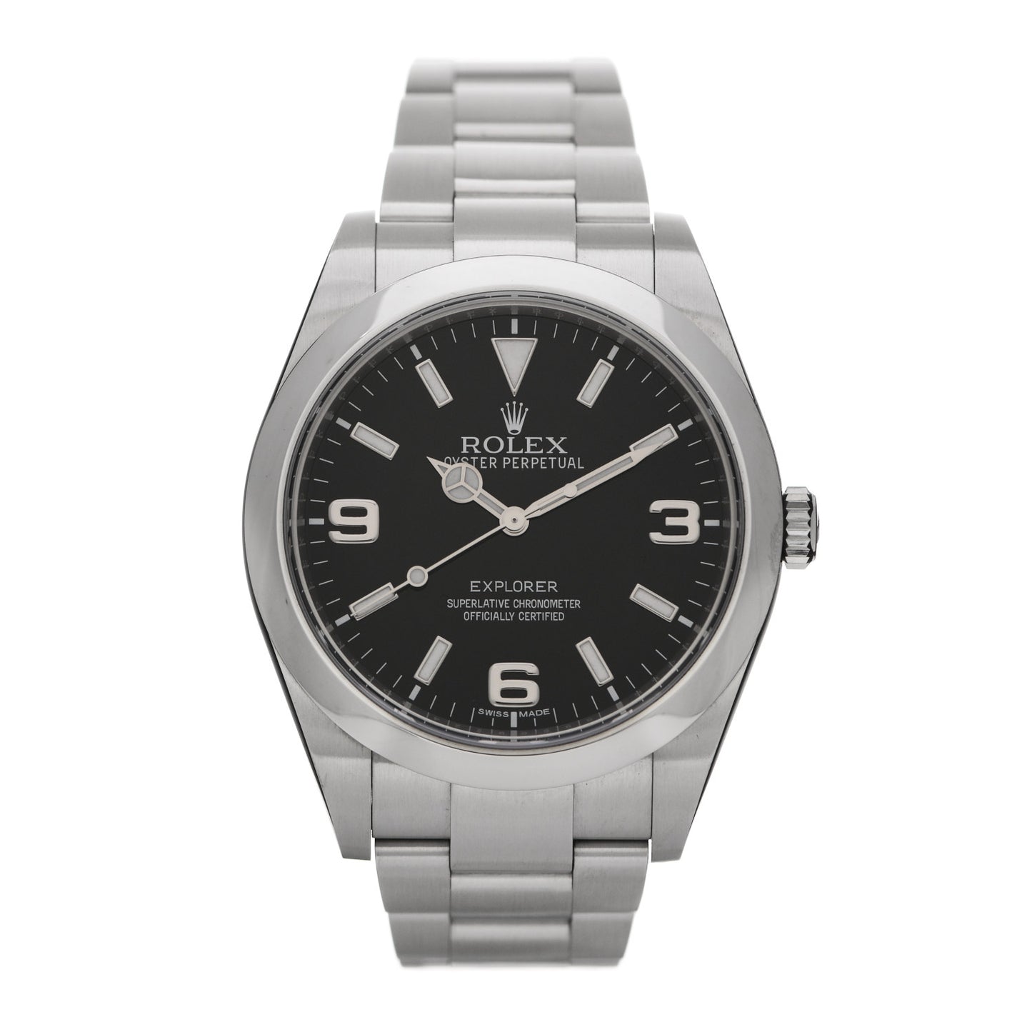 Stainless Steel 39mm Oyster Perpetual Explorer Watch Black 214270