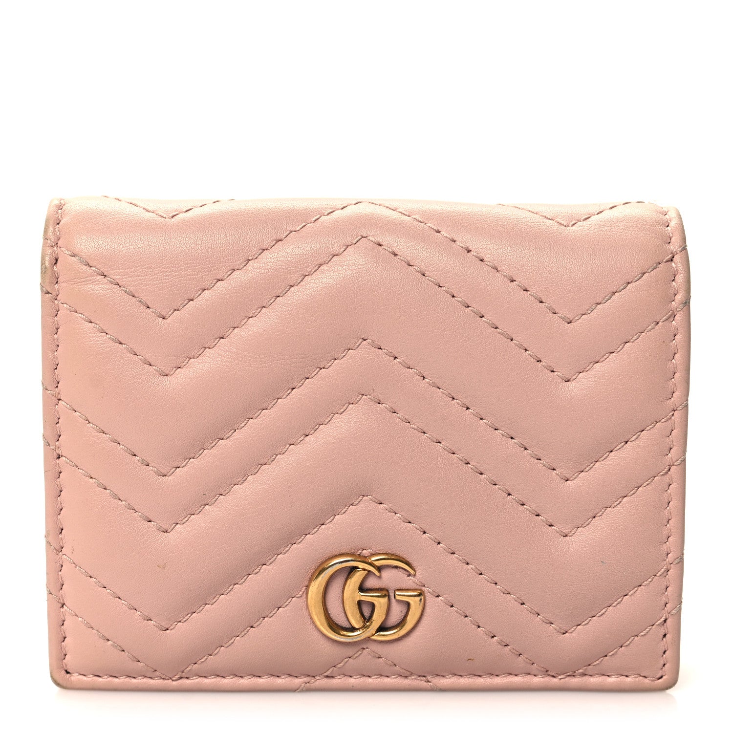 Gucci Calfskin Matelasse GG Marmont Card Case Wallet Perfect Pink 1 of 12
