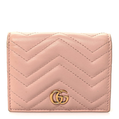 Gucci Calfskin Matelasse GG Marmont Card Case Wallet Perfect Pink 1 of 12