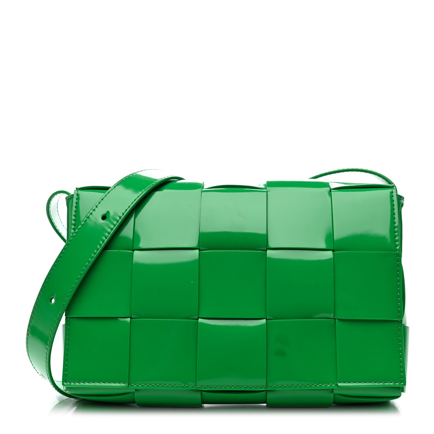 Patent Maxi Intrecciato Cassette Crossbody Bag Parakeet
