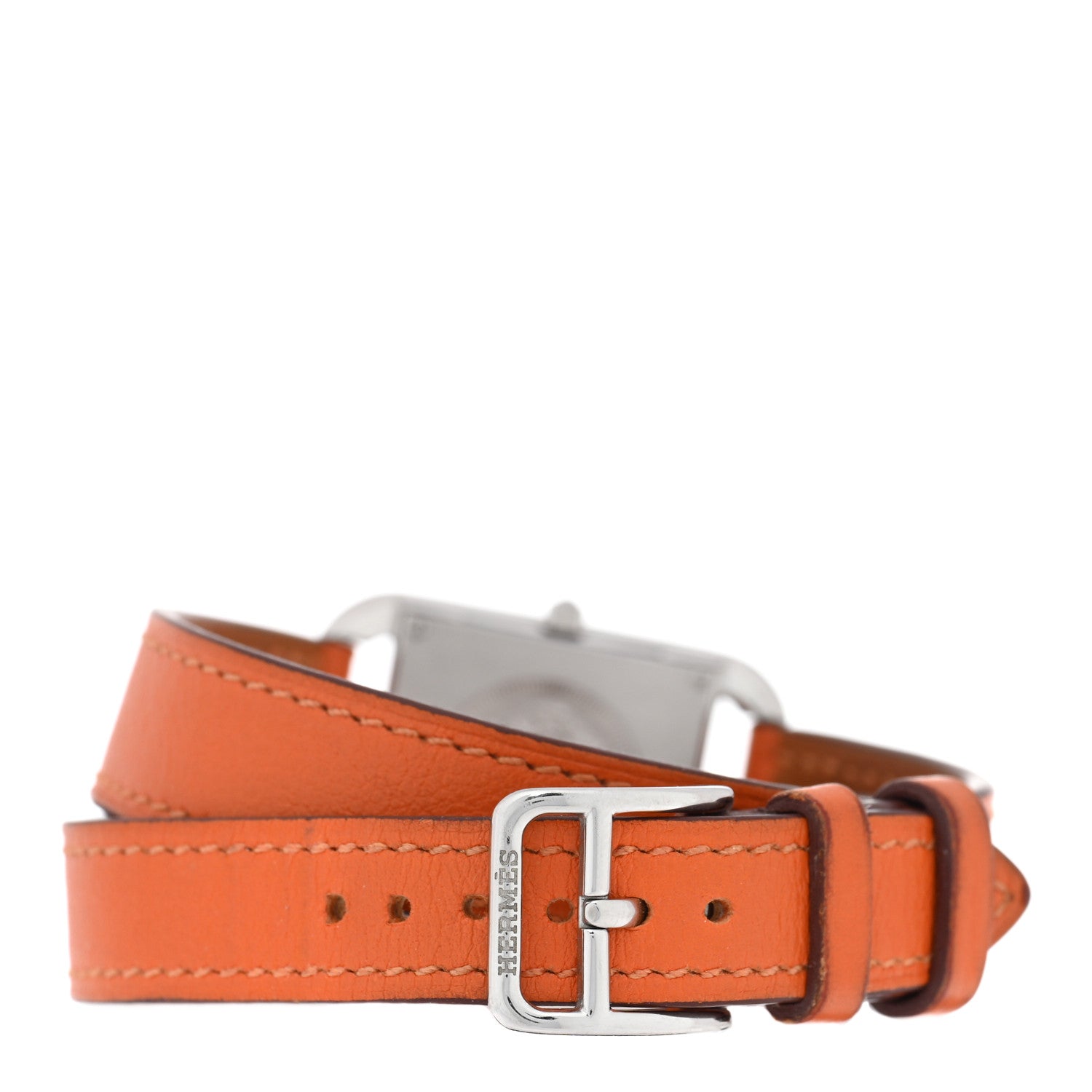 Hermes Stainless Steel Swift 23mm Cape Cod Double Tour Quartz Watch Orange 3 of 4