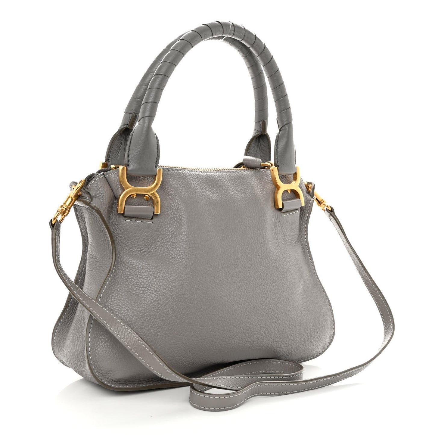 Calfskin Small Marcie Satchel Cashmere Grey