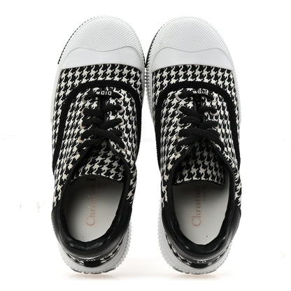 Christian Dior Canvas Houndstooth Embroidered D-Smash Sneakers 36.5 Black White 2 of 10