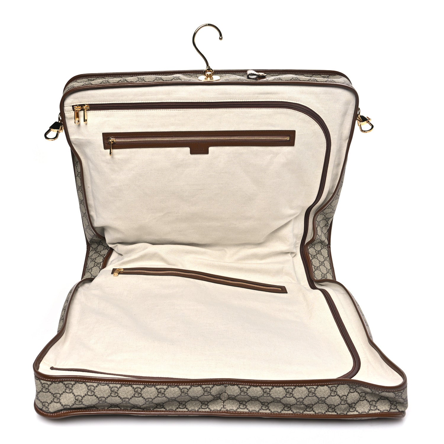 Gucci GG Supreme Monogram Azalea Calfskin Retro Interlocking G Garment Bag Beige Ebony Brown Sugar 4 of 9