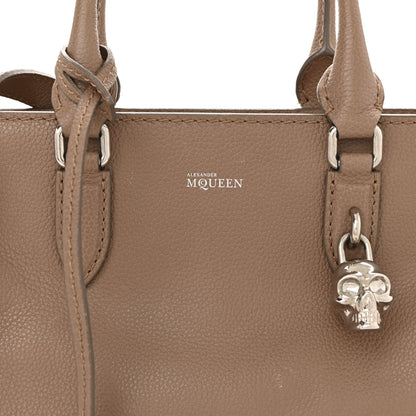 Alexander McQueen Pebbled Calfskin Small Skull Padlock Zip Around Tote Taupe 8 of 14