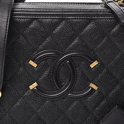 Chanel Caviar Quilted Medium CC Filigree Vanity Case Black 11 of 12