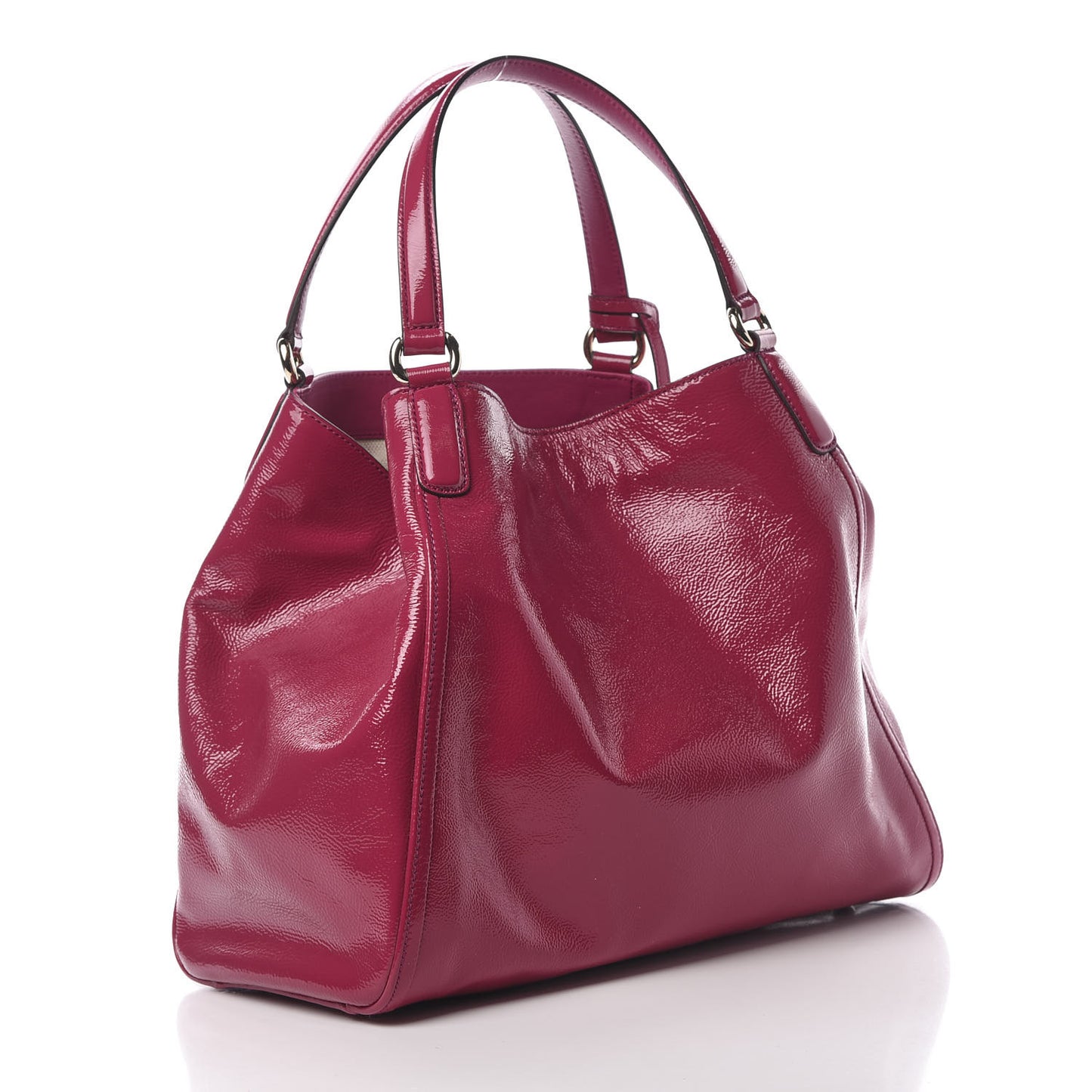 Vernice Naplack Medium Soho Shoulder Bag Bright Bouganville