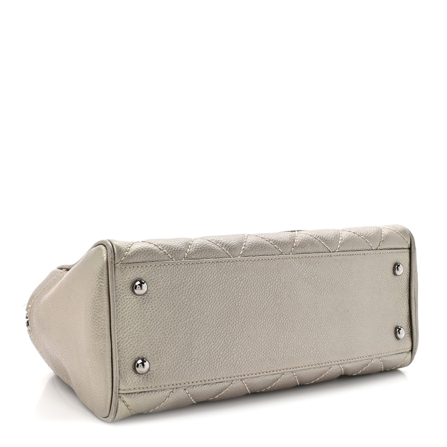 Chanel Metallic Caviar Quilted Timeless Bowler Silver 4 of 14