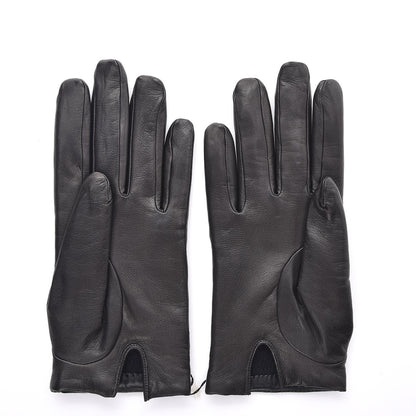 Chanel Lambskin Quilted Chocolate Bar Gloves 7 Black 3 of 6