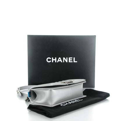 Chanel Metallic Caviar Chevron Medium Boy Flap Silver 4 of 8