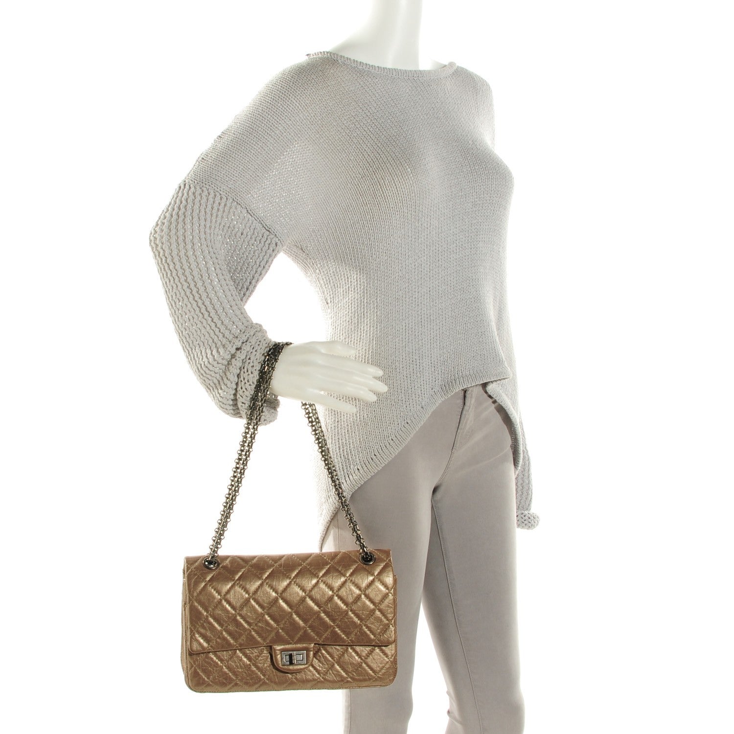 Chanel Metallic Aged Calfskin Quilted 2.55 Reissue 226 Flap Dark Gold 2 of 8