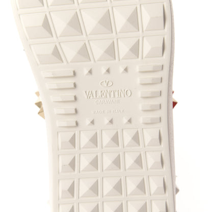 Valentino Garavani Calfskin Leopard Print Rockstud Untitled Open Sneakers 37.5 White 8 of 12