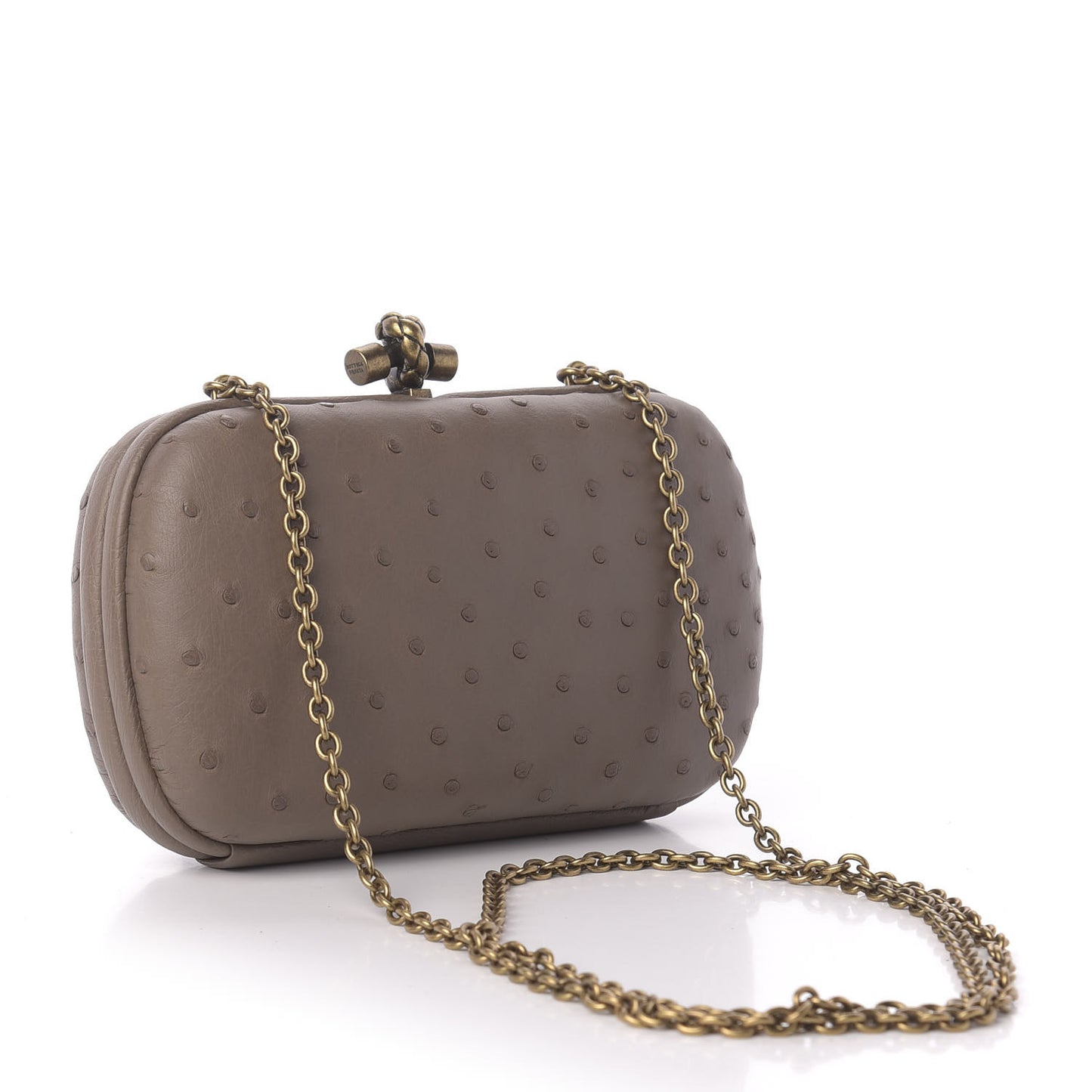 Ostrich Chain Knot Clutch New Steel
