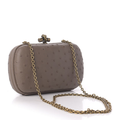 Bottega Veneta Ostrich Chain Knot Clutch New Steel 3 of 10