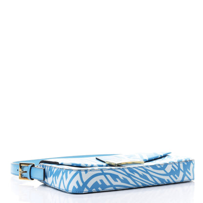Fendi X SARAH COLEMAN Glazed Canvas Vitello King FF Vertigo Baguette 1997 Cyber Blue White 3 of 4