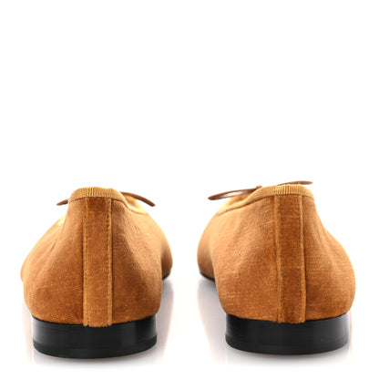 Chanel Velvet Cap Toe CC Ballerina Flats 39.5 Brown Light Brown 6 of 11